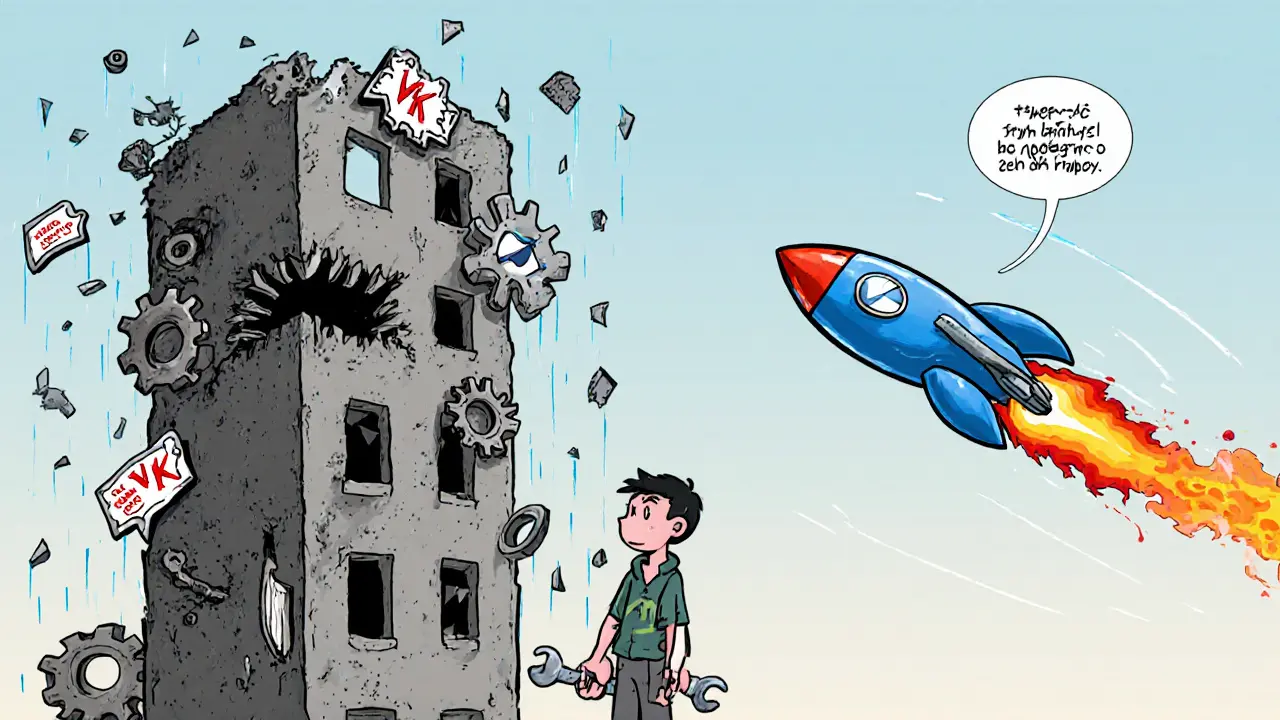 Крушащееся приложение ВКонтакте против быстрого Telegram-ракеты.