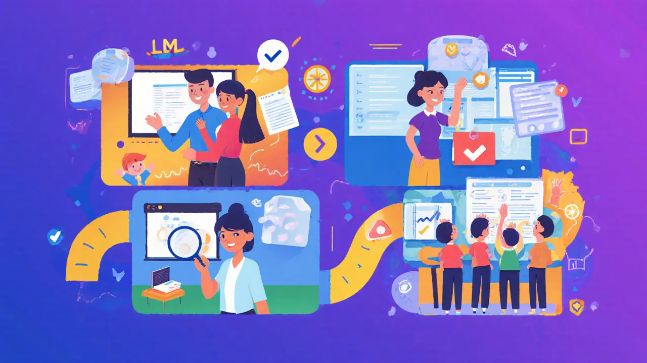 Путь новичка через этапы онбординга: наблюдение, тест, пробный урок, наставник помогает