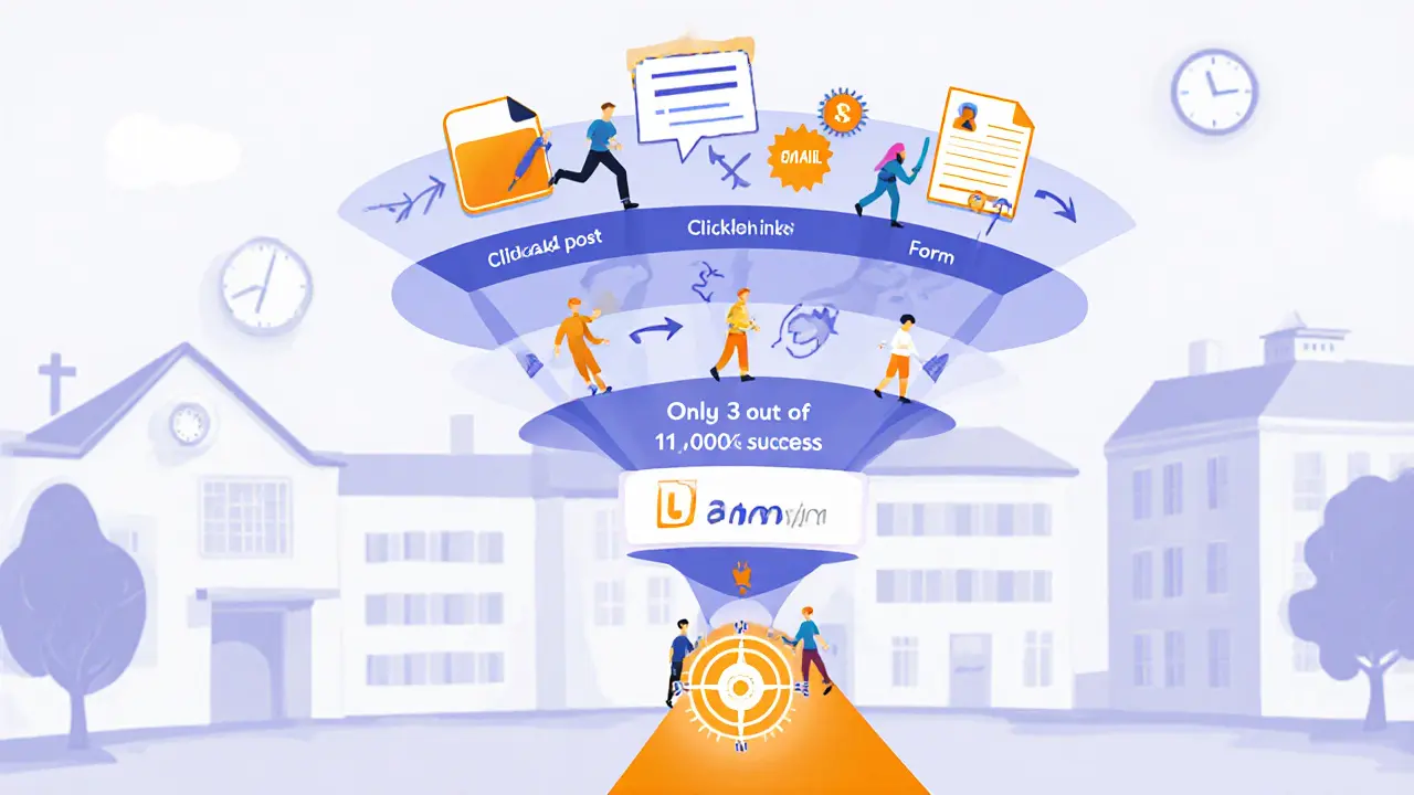 Воронка превращает сотни просмотров в трёх новых учеников, UTM-метка ведёт к цели.