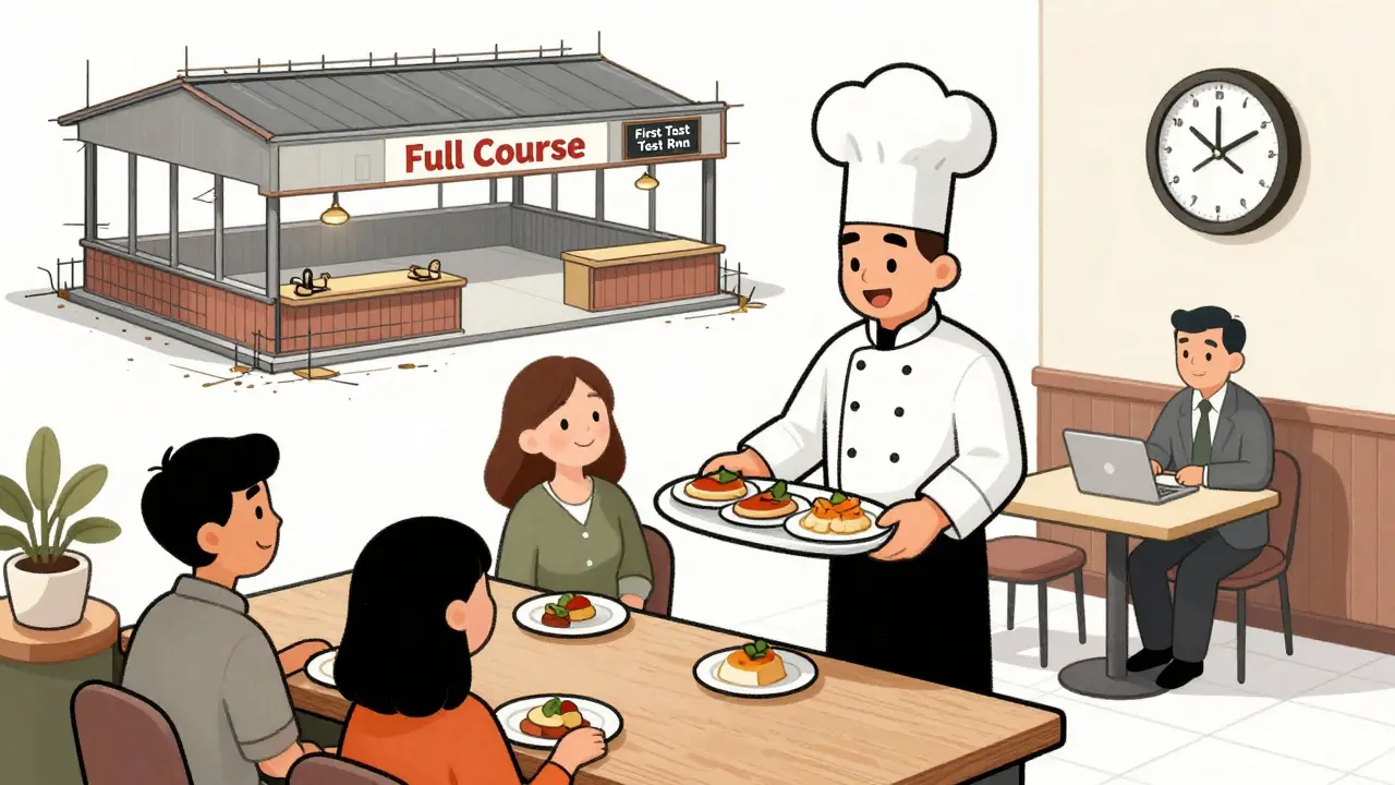 Мини-кафе как тестовый запуск инфобизнеса, в стиле Atoomstijl.