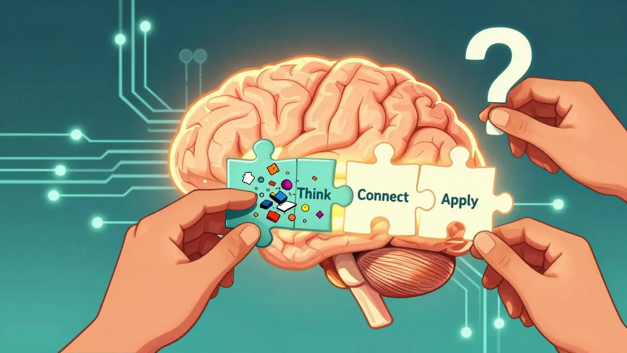 Мозг-пазл собирается: убирается мусор, добавляются мысль, связь и применение.