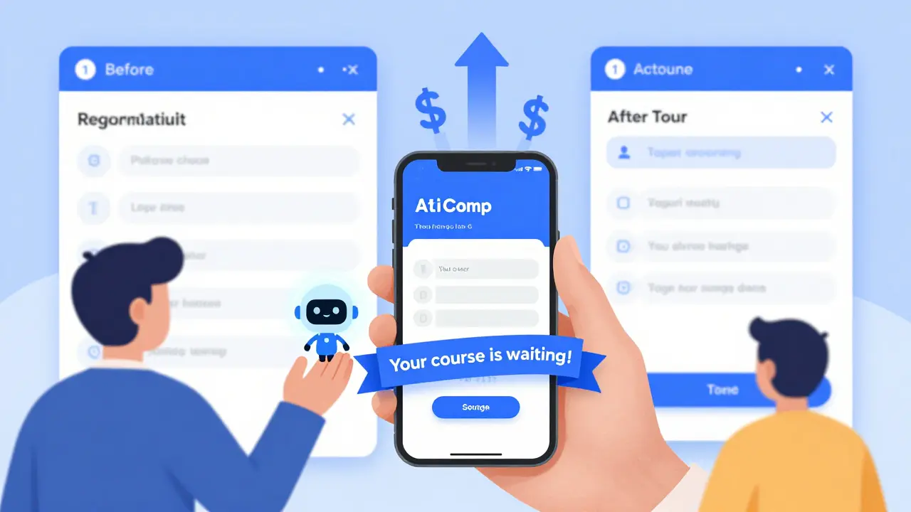 Пользователь возвращается к предзаполненной форме с чат-ботом и напоминанием о курсе.