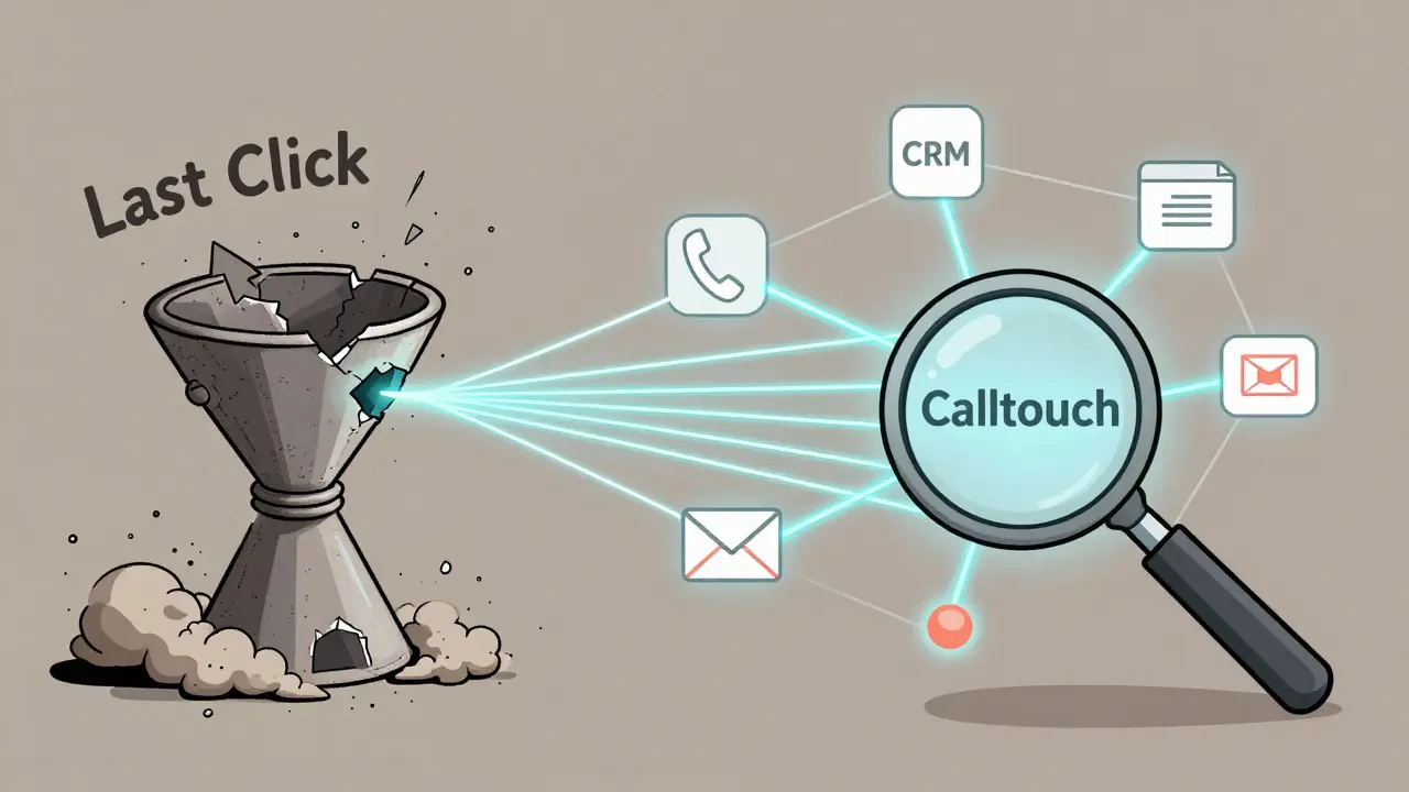 Сломанная воронка 'последний клик' и многоканальная система, соединяющая CRM, телефон и рекламу.