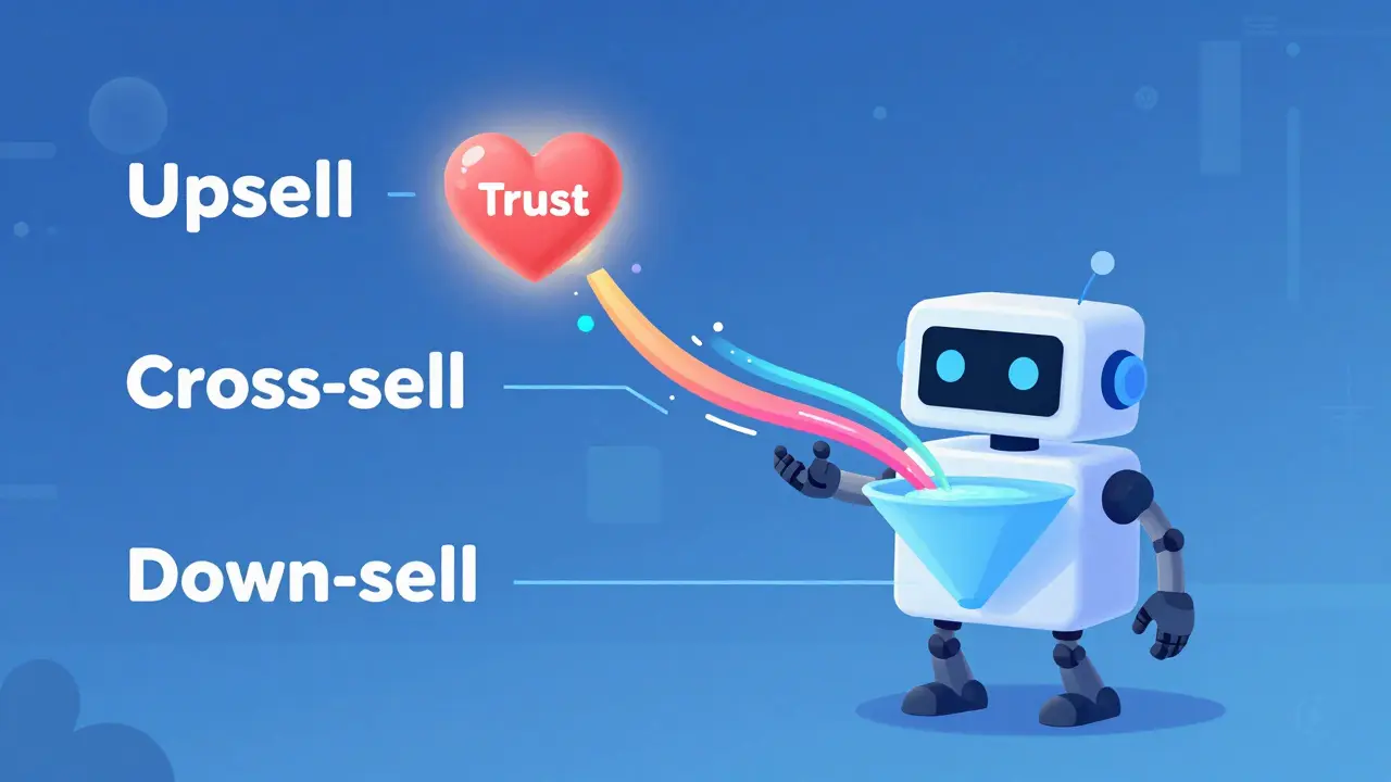 Робот-воронка с тремя типами предложений, в него втекают данные о поведении ученика, сердце символизирует доверие.