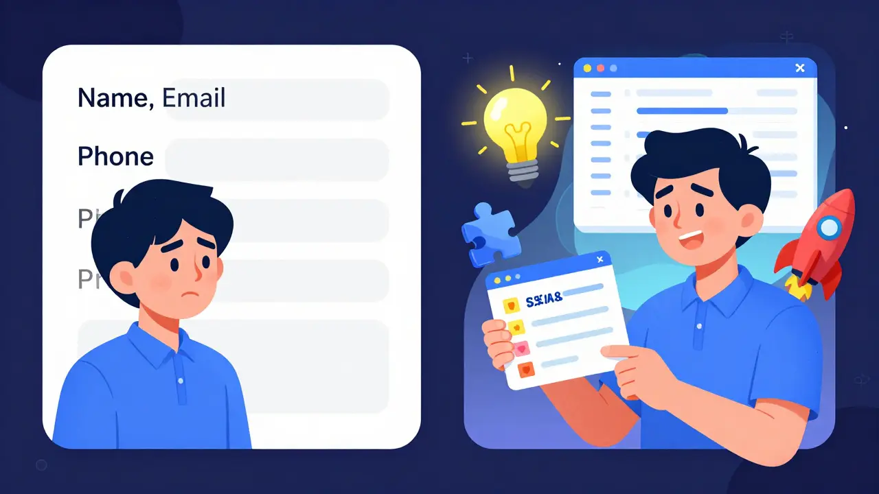 Сравнение скучной формы и увлекательного квиза с автоматической отправкой данных в CRM.