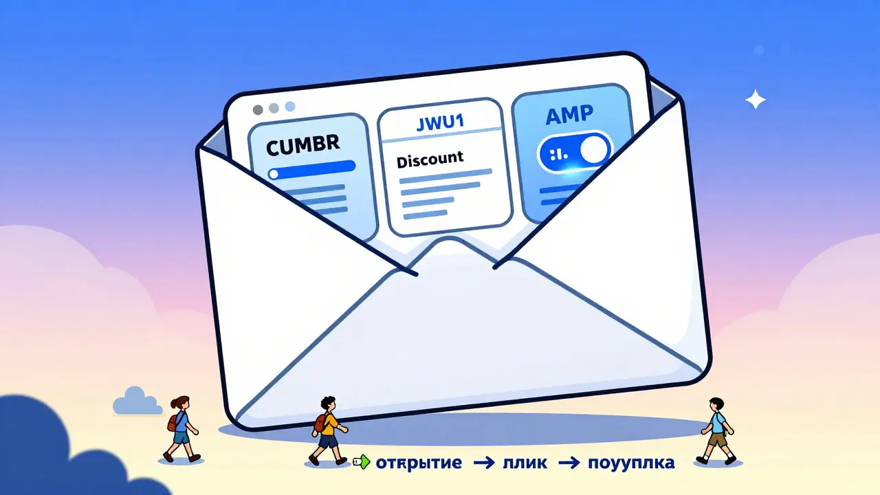 Гигантское письмо с динамическими элементами: прогресс, скидка и интерактивная кнопка AMP