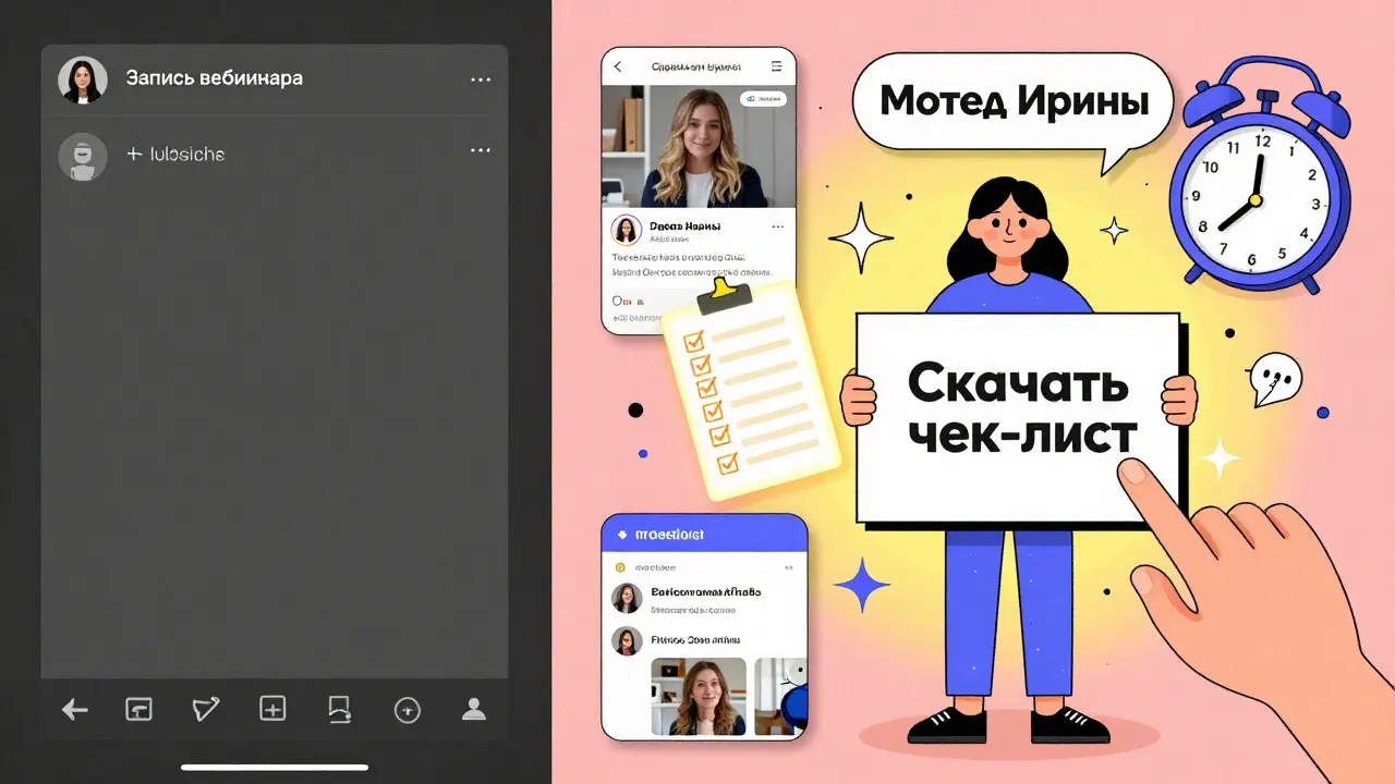 Левая сторона — одинокий вебинар, правая — яркая лента из микроконтента, привлекающего внимание.