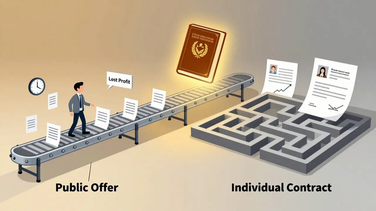 Предприниматель выбирает между простой системой продаж и сложными индивидуальными договорами.