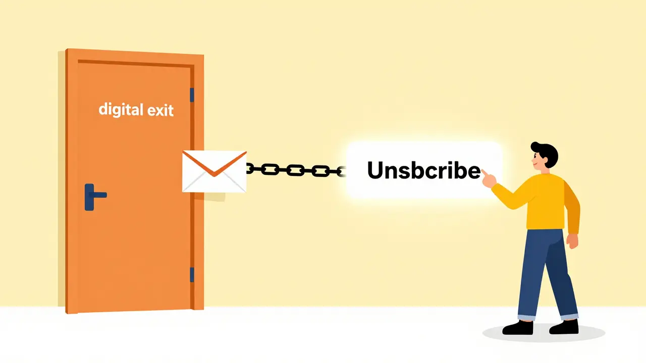 Пользователь нажимает кнопку отписки, разрывая цифровую связь с рассылкой