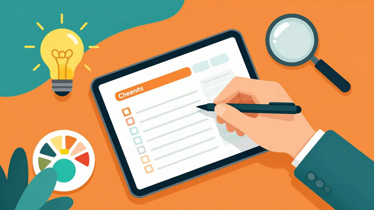 Процесс создания цифрового чек-листа на планшете в современном стиле