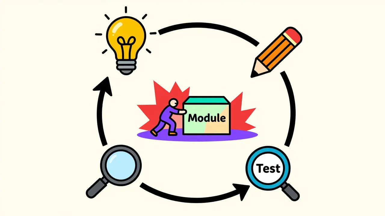 Цикл agile-методологии: план, разработка, тест и улучшение модуля